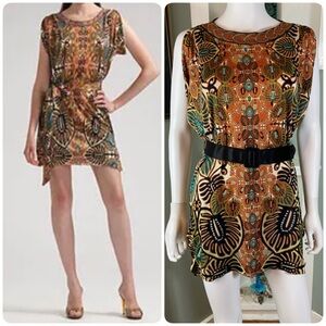 Vintage Y2K Jean Paul Gaultier Soleil Palm Leaf Tunic Mini Dress XS XSmall